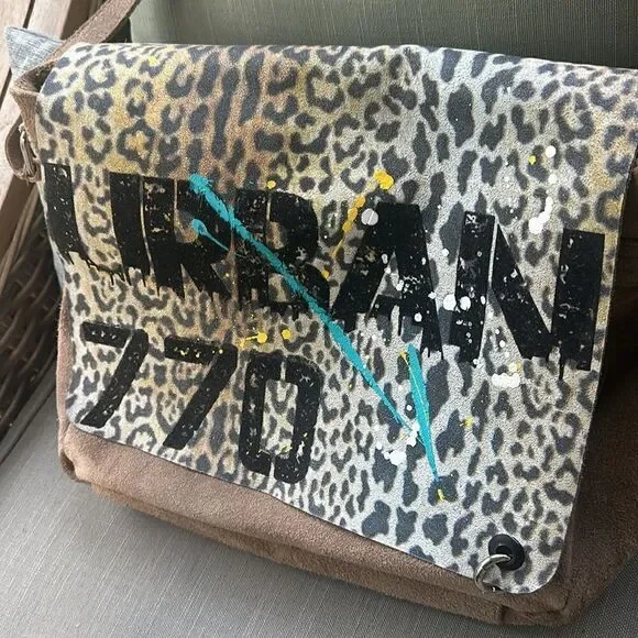 Crazy Lou Paris Graphic Suede Messenger Bag - Picture 2 of 9